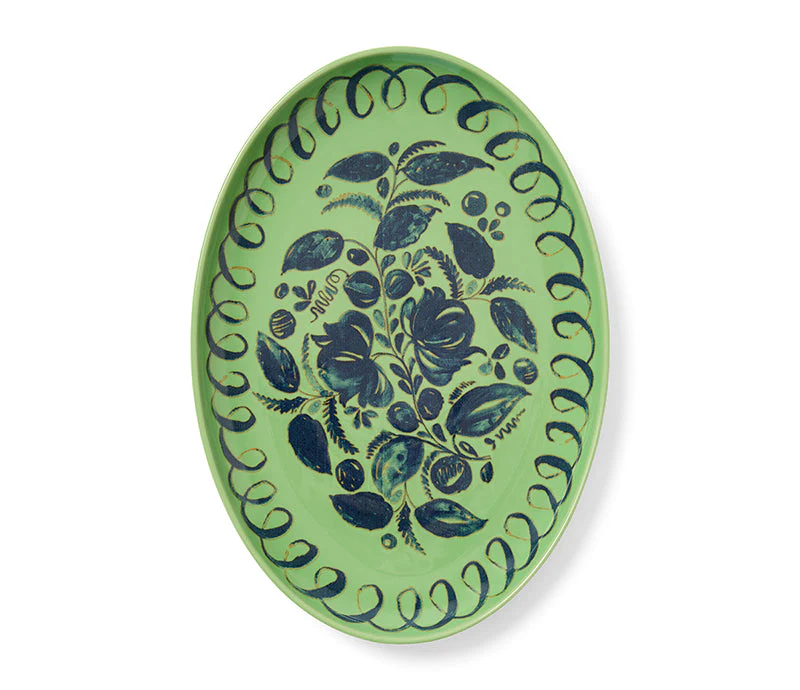 Amalfi Green Oval Tray 40CM x 28CM