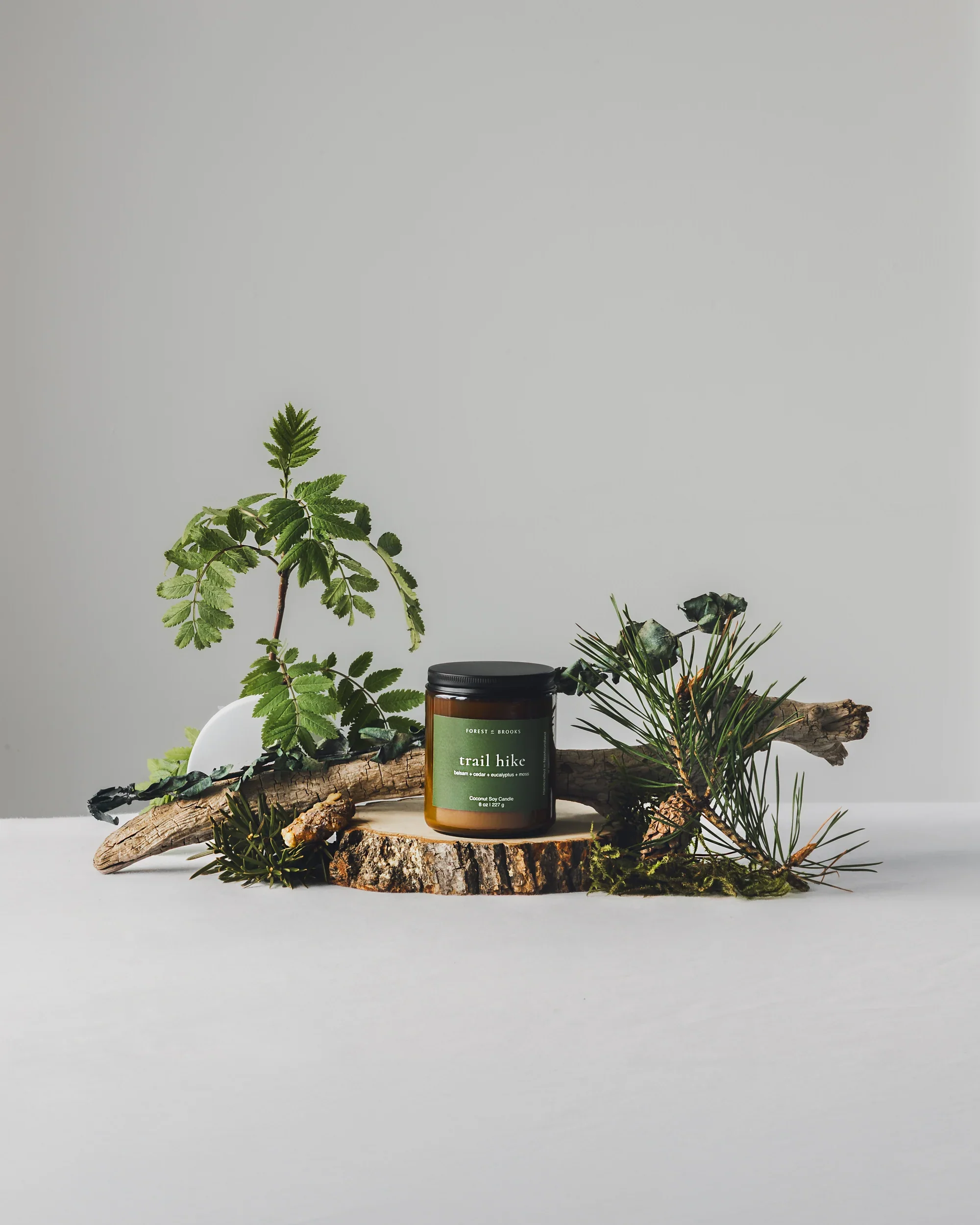 Forest & Brooks wooden wick candle - trail hike