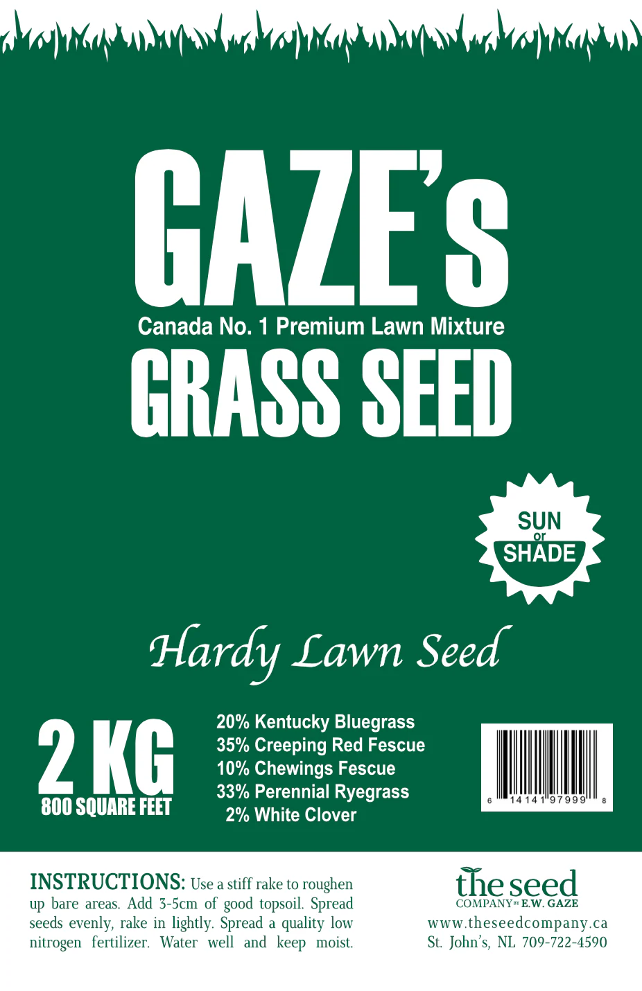Gaze's Grass Seed - Hardy 2kg