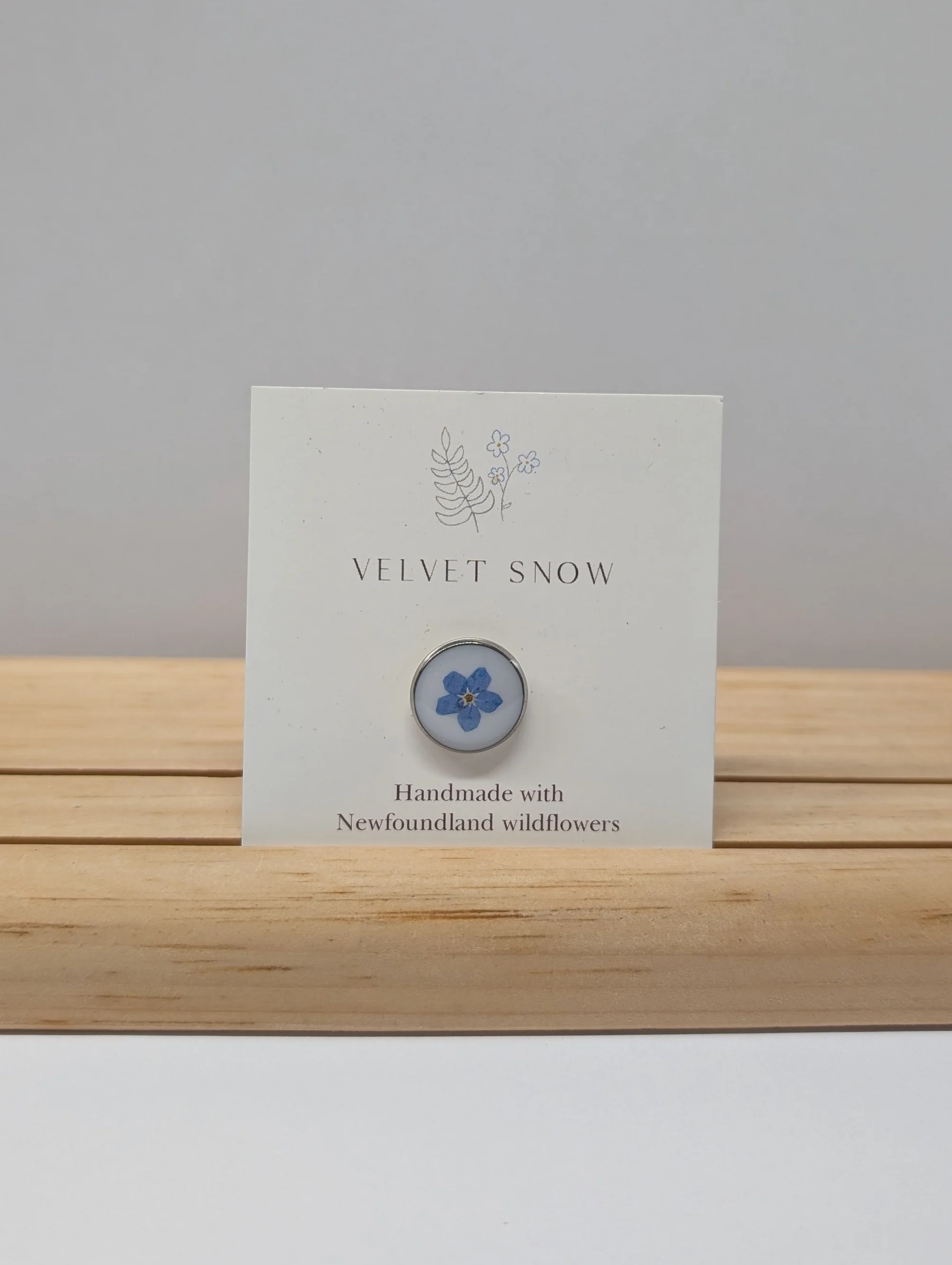 Lapel Pin | Forget Me Not | Round | Stainless Steel ($28)