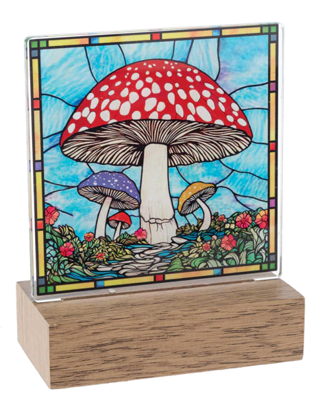 LED Light Up Stained Glass Nature Tabletop Decor