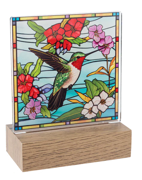 LED Light Up Stained Glass Nature Tabletop Decor - Image 2