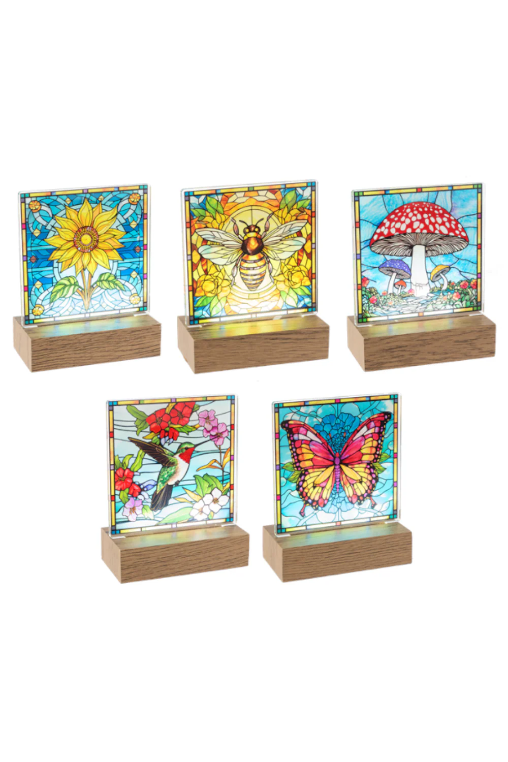 LED Light Up Stained Glass Nature Tabletop Decor - Image 4