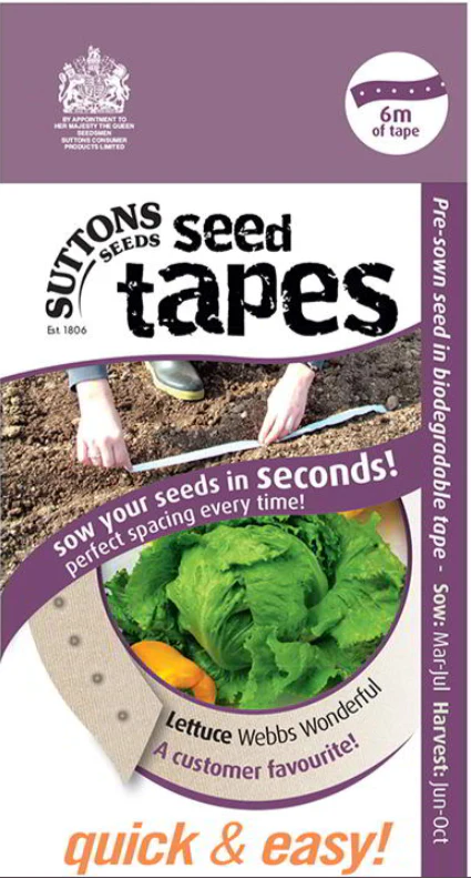 Suttons Seed Tape - Lettuce 'Webbs Wonderful'