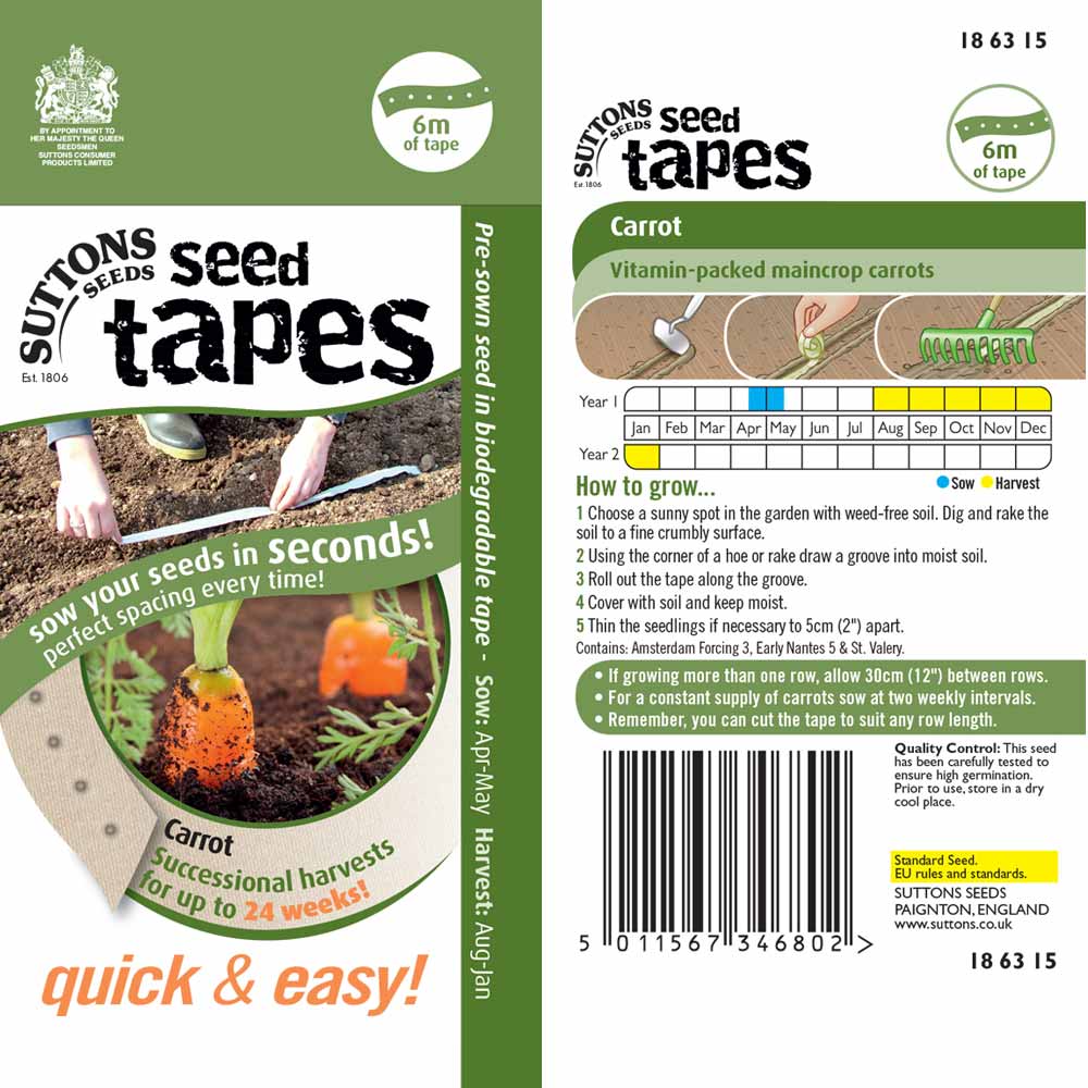Suttons Seed Tape - Success. Harv Carrot