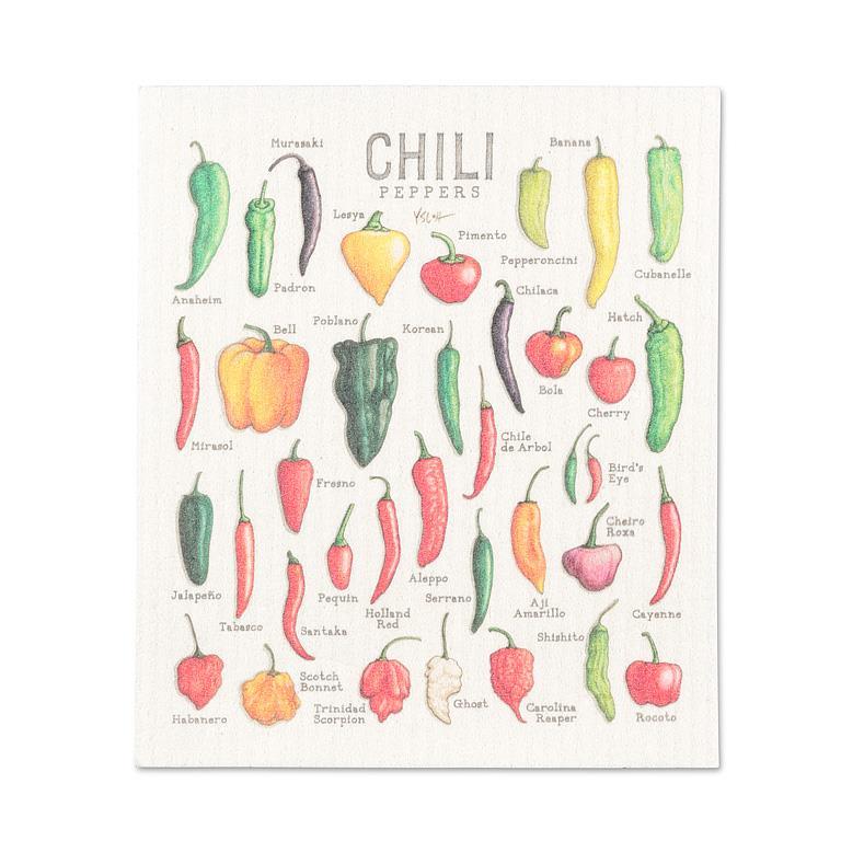 Chili Peppers Single Swedish Dishcloth 6.75x7.5"L